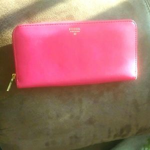 Fossil Wallet Pink Leather